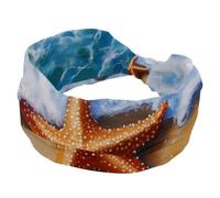 Fasce larghe per capelli da donna, antiscivolo, sportive, con stelle marine, spiaggia, estive, elastiche, alla moda, per yoga, allenamento, tutti i giorni