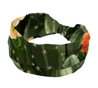 Fasce larghe per capelli da donna, con cactus del deserto, motivo floreale, per yoga, allenamento, fasce elastiche per capelli per lavare il viso e il trucco