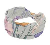 Fasce larghe per capelli da donna, con fiori di campo e rosa vintage, lavanda, per yoga, allenamento, fasce elastiche per lavare il viso e il trucco