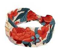 Fasce larghe per capelli da donna, con fiori rossi, bianchi e blu, fasce elastiche per capelli, fascia larga alla moda per yoga, allenamento, tutti i giorni