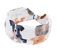 Fasce larghe per capelli da donna, con motivo a cuccioli, fasce elastiche per lo yoga, per lavare il viso e il trucco