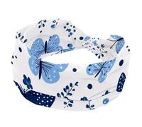 Fasce larghe per capelli da donna con motivo floreale e farfalla blu, elastiche, antiscivolo, con nodo attorcigliato, fasce per il sudore, per yoga e allenamento