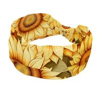 Fasce larghe per capelli da donna, con motivo girasoli carini, senza cuciture, larghe fasce elastiche per capelli per lavare il viso e il trucco