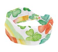 Fasce larghe per capelli da donna, con quadrifoglio e monete arcobaleno per il giorno di San Patrizio, per yoga, allenamento, fasce elastiche per capelli, per lavare il viso e il trucco