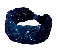 Fasce larghe per capelli da donna, con simbolo zodiacale blu, costellazione e spazio, per yoga, allenamento, fasce elastiche per lavare il viso e il trucco