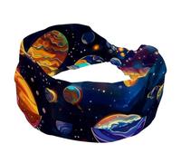 Fasce larghe per capelli da donna, con sistema solare, galassia, astronomia, universo, per yoga, allenamento, fasce elastiche per lavare il viso e il trucco
