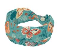 Fasce larghe per capelli da donna, fascia morbida, turbante antiscivolo, belle farfalle con fiore blu elastico per sudore, yoga, allenamento, bandana annodata incrociata