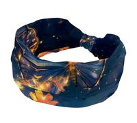 Fasce larghe per capelli da donna, fiori con farfalla nel cielo e stelle, antiscivolo, fasce elastiche per capelli, alla moda, per yoga, allenamento, tutti i giorni