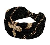 Fasce larghe per capelli geometriche in stile vintage con simbolo Fleur De Lis, per donne, yoga, allenamento, fasce elastiche per capelli, per lavare il viso e il trucco