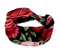 Fasce larghe per capelli ricamate con rose rosse e peonie rosa, per donne, yoga, allenamento, fasce elastiche per capelli per lavare il viso e il trucco
