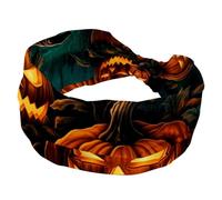 Fasce larghe per donne yoga allenamento fasce per il sudore elastiche antiscivolo fasce per capelli Halloween zucca nodo intrecciato fasce per capelli