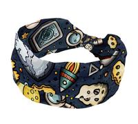 Fasce larghe per le donne astronave galassia razzi pianeta astronauro elastico turbante fascia per capelli antiscivolo fascia per capelli fascia per capelli allenamento sudore fasce per la testa alla