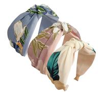 Fasce larghe per le donne Fascia di capelli del tessuto, fasce elastiche Knot Hairbands Accessori per capelli per indossare tutti i giorni, incontri, sport (Leaf)