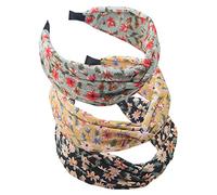 Fasce larghe per le donne Fascia di capelli del tessuto, fasce elastiche Knot Hairbands Accessori per capelli per indossare tutti i giorni, incontri, sport (3Wideflower)