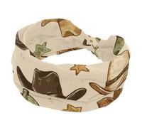 Fasce larghe per le donne stivali da cowboy selvaggi cappelli occidentali stella sfondo beige antiscivolo turbante fascia elastica per capelli yoga fascia per capelli sudore sport allenamento
