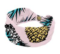 Fasce larghe rosa con ananas da donna, elastiche, antiscivolo, turbante, per allenamento, yoga, sport, corsa