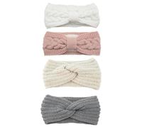 Fasce Lavorate A Maglia Da 4 Pezzi, Fasce Da Donna, Fasce Per Il Trucco E Il Lavaggio Del Viso, Fasce Elastiche In Peluche, Fasce Riscaldanti Per Le Orecchie Invernali