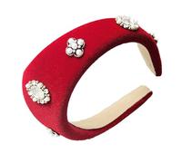 Fasce nere in peluche con perle bianche, accessori per le vacanze comodi per le donne, acconciature alla moda, accessori per capelli per feste
