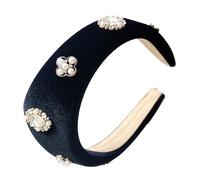 Fasce nere in peluche con perle bianche per capelli accessori comodi per le donne alla moda per lo styling dei capelli delle donne fasce per capelli alla moda