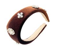 Fasce nere in peluche con perle bianche per capelli, accessorio comodo per le donne per lo styling dei capelli alla moda per l'uso quotidiano