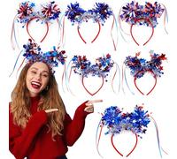 Fasce patriottiche, cerchi di capelli bianchi e blu - 6x copricapo per il 4 luglio,Favorisce decorazioni, fascia patriotica del design classico per il Memorial Day, Labor Day, festa di compleanno, dec