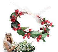Fasce per capelli a bacca, Fascia per capelli a bacca rossa - per capelli con foglie di bacche di agrifoglio,Cerchietto per capelli con foglie di bacche di agrifoglio per feste di Natale, fe