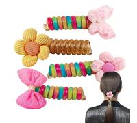 Fasce per capelli a per capelli con filo telefonico | Confezione da 4 spirali per capelli portatili colorati | Fasce per capelli intrecciate, fiocchi per capelli intrecciati