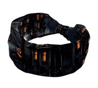 Fasce per capelli a turbante da donna, motivo castello di Halloween, morbide e larghe, con nodo intrecciato, elastico, accessori per capelli alla moda