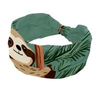 Fasce per capelli a turbante da donna, simpatiche fasce per capelli con bradipo sull'albero, morbide e larghe, con nodo intrecciato, elastico, accessori per capelli alla moda