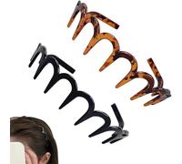 Fasce per capelli a zigzag, unisex, 2 pezzi, antiscivolo, colore nero e tartaruga, fasce elastiche per lo sport, il trucco quotidiano, lo styling, unisex, in policarbonato