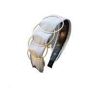 Fasce per capelli annodate, larghe fasce antiscivolo alla moda per donne e ragazze, accessori con nodo superiore nero e bianco (grigio)