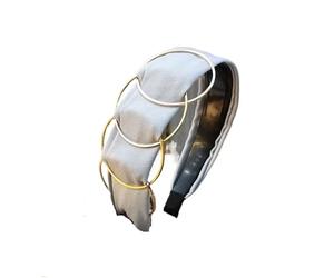 Fasce per capelli annodate, larghe fasce antiscivolo alla moda per donne e ragazze, accessori con nodo superiore nero e bianco (grigio)