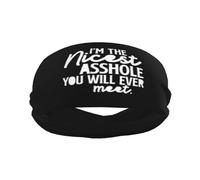 Fasce per capelli antiscivolo per adulti con scritta "Sono il più simpatico stronzo che incontrerai mai", copricapo da allenamento per corsa, ciclismo, basket, yoga, fitness, elastico, nero