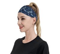 Fasce per capelli blu mimetiche con stampa di squalo martello, per donne e uomini, fascia per capelli per corsa, calcio, palestra, accessori