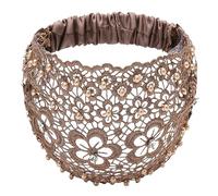 Fasce per capelli bohémien da donna, ampia fascia elastica in pizzo, con perle, accessorio vintage per capelli da indossare tutti i giorni e varie vacanze