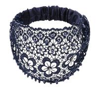 Fasce per capelli bohémien da donna, ampia fascia elastica in pizzo, con perle, accessorio vintage per capelli da indossare tutti i giorni e varie vacanze