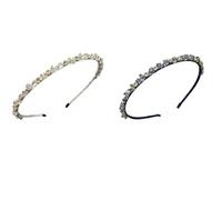 Fasce per capelli color argento e blu navy, set di fasce per capelli con cristalli, stile minimalista chic, moderno, per donne e ragazze, per occasioni classiche e alla moda (argento e blu navy)