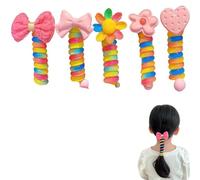 Fasce per capelli colorate con filo telefonico, 5 pezzi intrecciati a spirale, elastici per capelli con fiocco arcobaleno, elastici per capelli per coda di cavallo, fasce per capelli colorate con