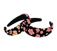 Fasce per capelli colorate con fiore, senza cuciture, in velluto, spessa imbottitura, antiscivolo, larghe fasce per capelli per donne e ragazze, 2 confezioni