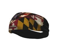 Fasce per capelli combinate con bandiera del Maryland e USA, per donna e uomo-Fasce per yoga per sport e fitness-86