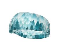 Fasce per capelli con albero nebbioso e montagna nebbiosa per donna, fascia per il trucco antiscivolo per il viso, fascia per la corsa sportiva, fascia elastica per il sudore, fasce larghe
