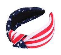 Fasce per capelli con bandiera americana per donne e ragazze USA 4 luglio ampia fascia annodata rossa bianca e blu a strisce patriottiche fasce per capelli per il giorno dell'indipendenza accessori