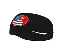 Fasce per capelli con bandiera Yin Yang, combinazione di America e Repubblica Socialista Federativa Sovietica Russa, per uomo e donna, antiscivolo, traspiranti, per palestra, basket, yoga.