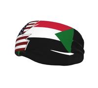 Fasce per capelli con bandiere americane e sudanesi strappate, per uomo e donna, antiscivolo, traspiranti, per palestra, basket, yoga