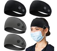 Fasce per capelli con bottone per infermieri, fasce elastiche antiscivolo per le orecchie, per donne e uomini, medici, fascia per il sudore