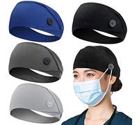 Fasce per capelli con bottone per infermieri, fasce elastiche antiscivolo per le orecchie, per donne e uomini, medici, fascia per il sudore