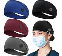Fasce per capelli con bottone per infermieri, fasce elastiche antiscivolo per le orecchie, per donne e uomini, medici, fascia per il sudore