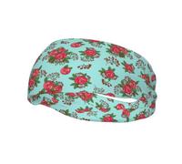 Fasce per capelli con bouquet di rose vintage e bacche rosse, perfette per uomo e donna, fascia antisudore sportiva antiscivolo per palestra, basket, yoga.
