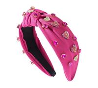 Fasce per capelli con cuore d'amore, fascia annodata con strass - Fasce larghe con strass e cuore d'amore,Eleganti decorazioni per costumi per feste natalizie, accessorio per cerchi per capelli per tr