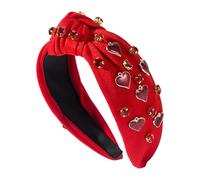 Fasce per capelli con cuore d'amore, fascia annodata con strass | Fascia larga con nodo superiore | Fasce per capelli alla moda per ragazze, feste di vacanza Decorazioni in costume per feste